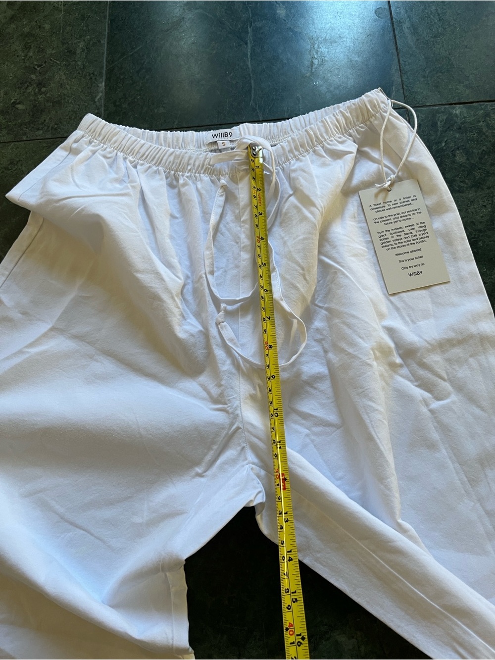 White Drawstring Boot-Cut Pants - Picture 5 of 12